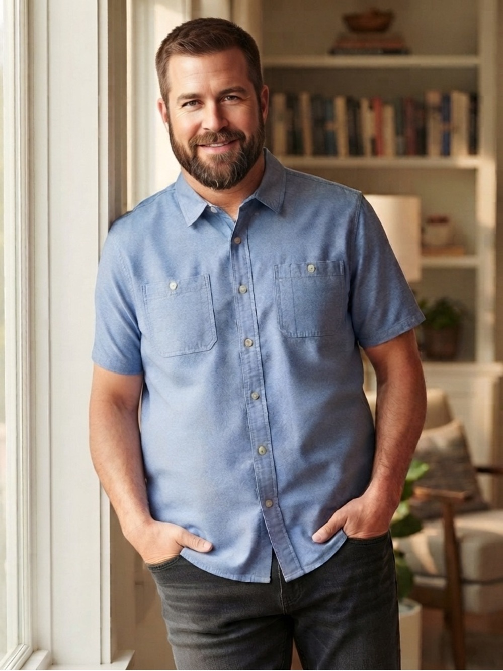 Duluth Trading Co Blue Casual Button Down Shirt